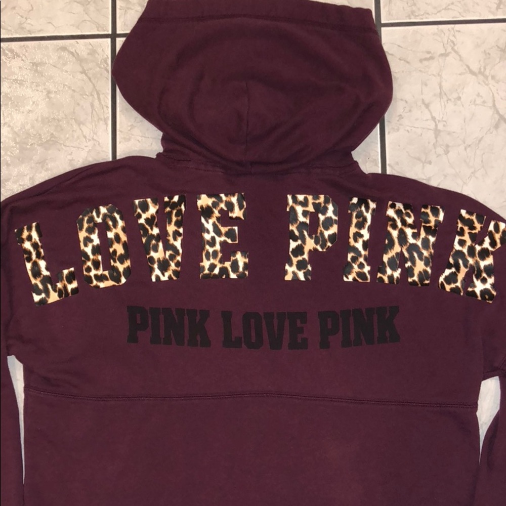 VS PINK long sleeve sweatshirt hoodie leopard